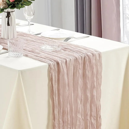 10Pcs CheeseCloth Table Runner, 40x270cm Boho Gauze Fabric Rustic Sheer TableRunner for Wedding Bridal Shower Party Banquet