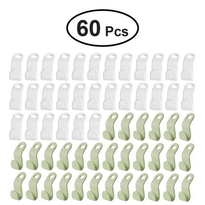 60pcs/set Plastics Hanger Connection Hook Stackable Space Saving Storage Multifunctional Hanging Clothes Rack