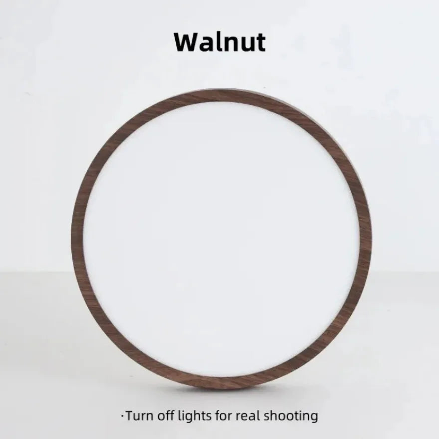 Modern LED Ceiling Light Circular Ultrathin Wood Grain Walnut Decorative Light Bedroom Dining Room Living Room Indoor Home Light