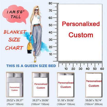 1 Piece of Customized Personalized Blanket Upload Pictures DIY Flannel Blanket - Customized Warm Photos, Soft and Warm, Suitable for Sofa, Bed, Office, Car and Outdoor Travel - Halloween, Thanksgiving, Birthday, Wedding, Coup