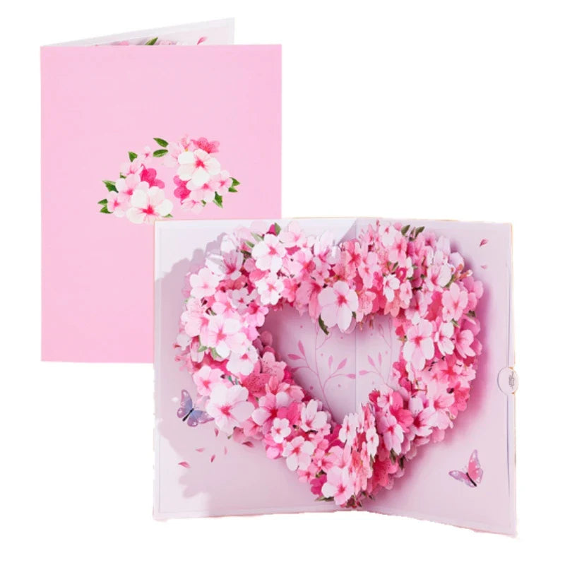 Cymbidium Orchids Pop-up Greeting Card with Envelope Flowers Postcard Floral Birthday Cards Valentines Gifts Creative Home Decor
