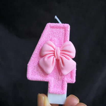 Creative Digital 0-9 Number Birthday Cake Candles New Girls Pink Bow Household Home Decor Ornaments Cakes Decorations Candle