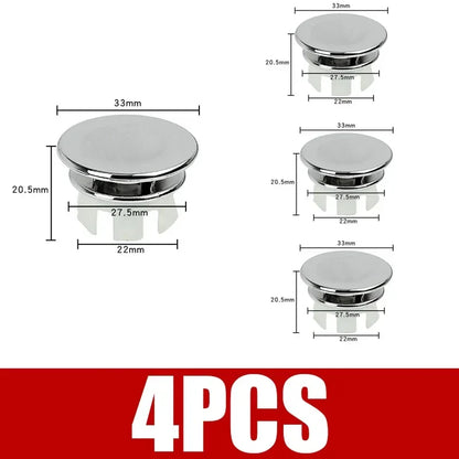 4PCS Plastic Bathroom Kitchen Basin Sink Overflow Cover Ring Insert Replacement Chrome Hole Round Drain Cap Basin Accessory