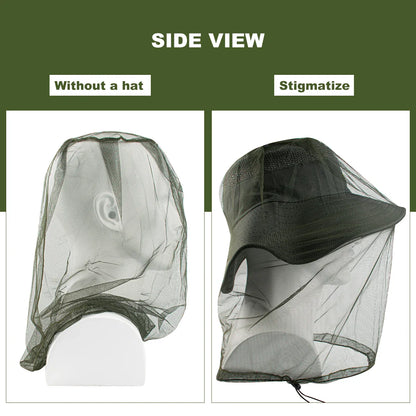 1Pc Ultra Large & Long Extra Fine Holes Mesh Soft Durable Fly Screen Premium Mosquito Insect Head Net Face Protector Camping Cap