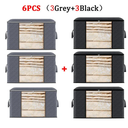 Large Capacity Clothes Storage Bag Foldable Dustproof Blanket Cotton Quilt Storage Containers for Organizing Bedroom Closet Bag