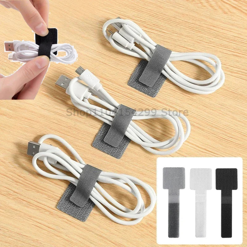 New Reusable Cable Ties Velcro Ties Self-Adhesive Power Cord Cable Holder Adjustable Cord Storage Desktop Organiser Manager
