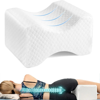 Leg pillow,side pillow,Memory foam knee pillow with side sleeping belt,Leg knee pillow with removable and washable cover