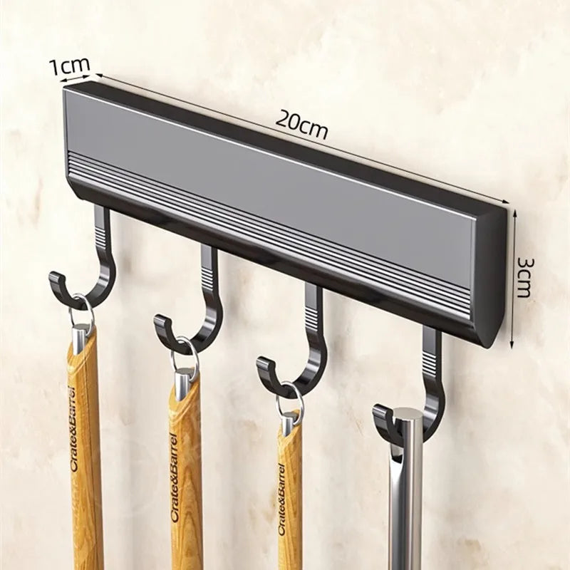 Manufacturers Supply Kitchen Hook Rack Punch-free Wall-mounted Rack Space Aluminum Hook Multi-functional Storage Row Hook Holder