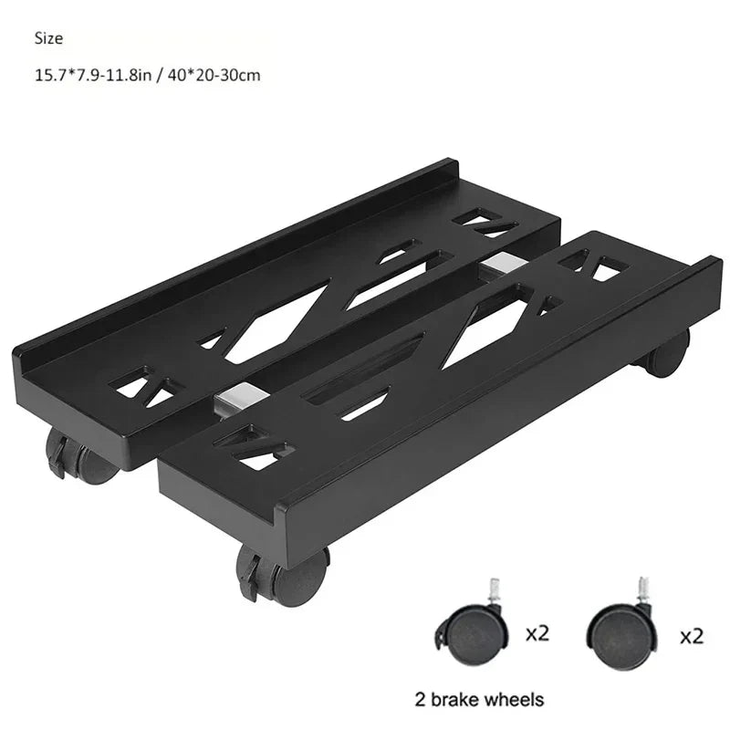 Mobile PC Tower Stand Adjustable Shelf Computer CPU Holder Telescopic Desktop Stand Computer Bracket Cart With Rolling Caster