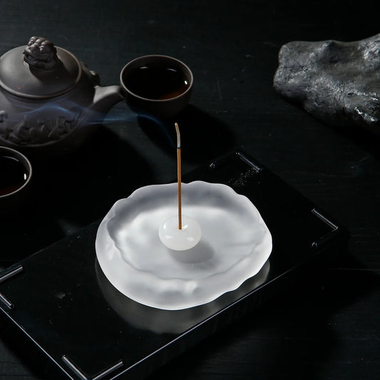 Mini Jade Incense Burner Incense Holder with Glass Incense Plate Ash Catcher Buddhism Supplies Home Decor