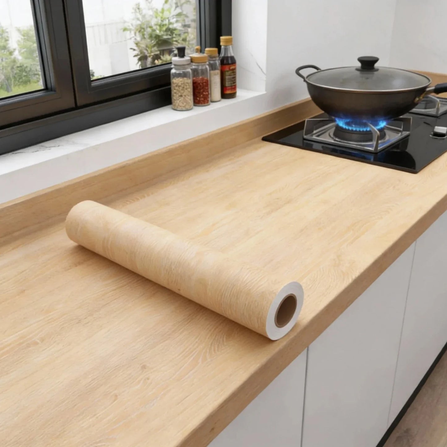 55cm Wide Self Adhesive Wood Grain Vinyl Wallpaper - Waterproof Home Decor Stickers for Door Wardrobe Cupboard Table Furniture