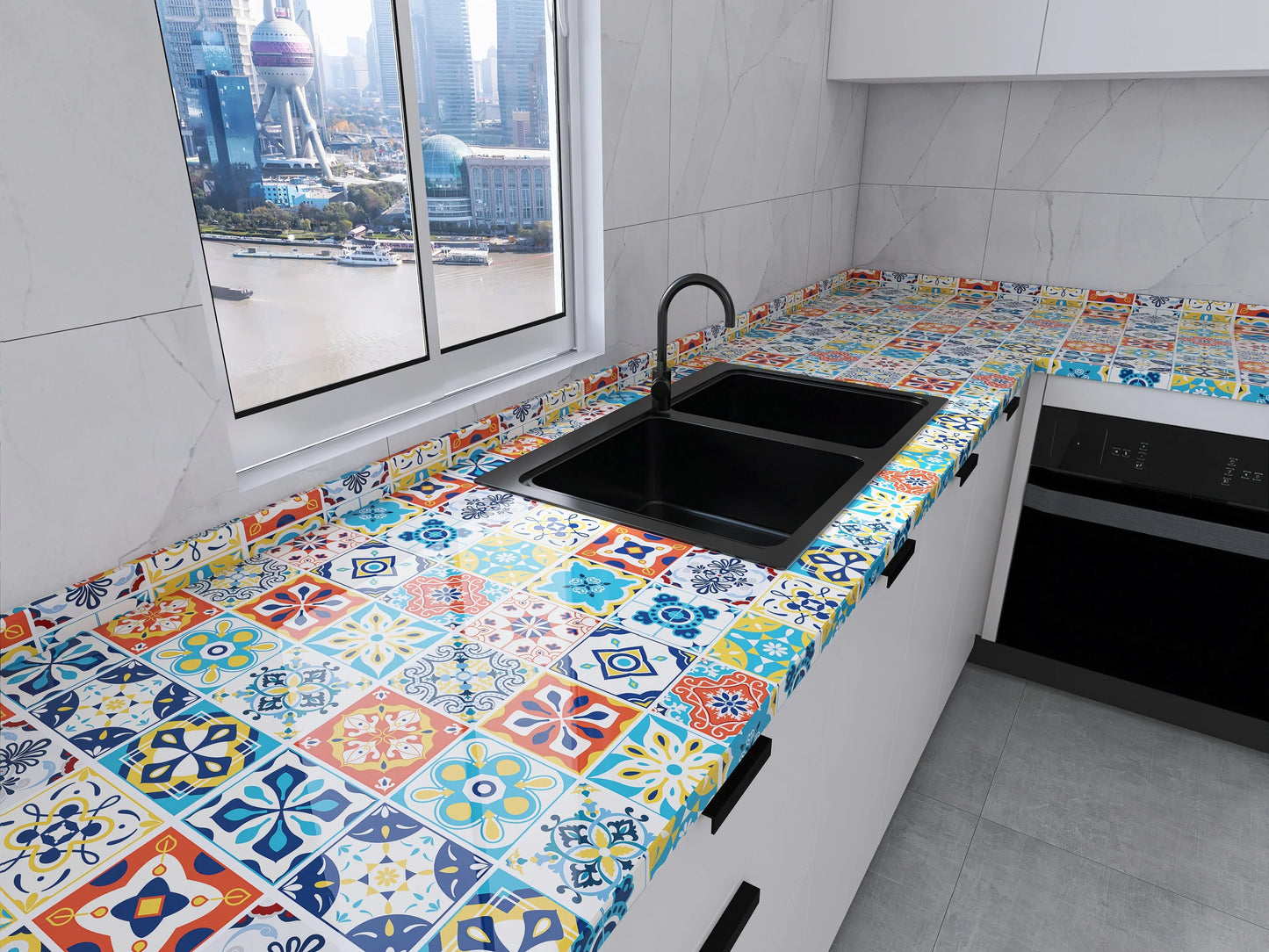 40cm European style waterproof and oil resistant self-adhesive PVC kitchen wall sticker bathroom wallpaper cabinet wallpaper