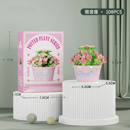Flower Bouquet Mini Particle Building Blocks Flower Kit 3D DIY Creative Plants Micro Bricks for Home Decor Girl Gift Adults Kids