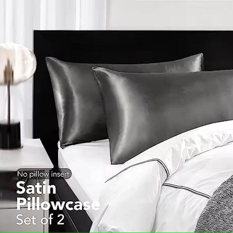 2pcs Satin Silk Pillowcase for Hair and Skin, Coral Pillow Cases Standard Size Set of Super Soft Pillow Case