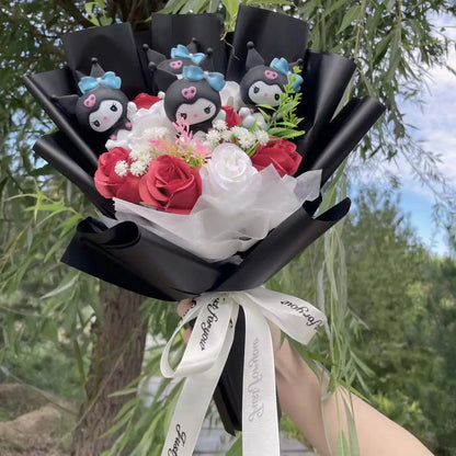 Kawaii Hello Kitty Cat Dolls With Artificial Flowers Creative Bouquet Christmas Valentine Birthday Graduation Gifts
