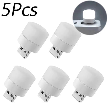 1/3/5/10Pcs USB Night Light Warm White LED Plug-In Light Bulb Portable Home Environment Light Energy-Saving Reading Night Light