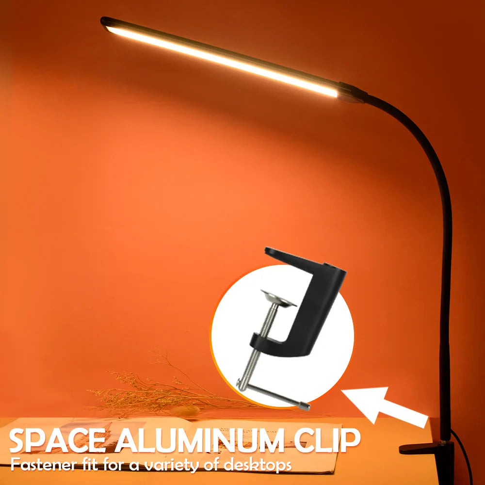 LED Eye-Caring Computer Monito Desk Lamp 10 Level Dimming 3 Color Mode Flexible LED Architect Table Light Reading Lamp for Home