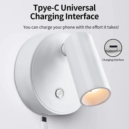 LED light magnetic USB Rechargeable Wall Light Spotlight Wireless No Punch Reading Light With Touch Switch Dimmable Bedside Lamp