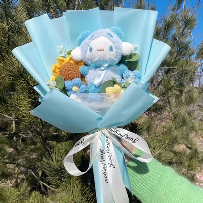 Kawaii Hello Kitty Cat Dolls With Artificial Flowers Creative Bouquet Christmas Valentine Birthday Graduation Gifts