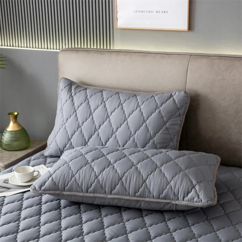 Brushed Cotton Padded Waterproof Pillowcase - Single Piece / 2-Piece Set  Soft Breathable Pillow Cover for Bedroom Bed