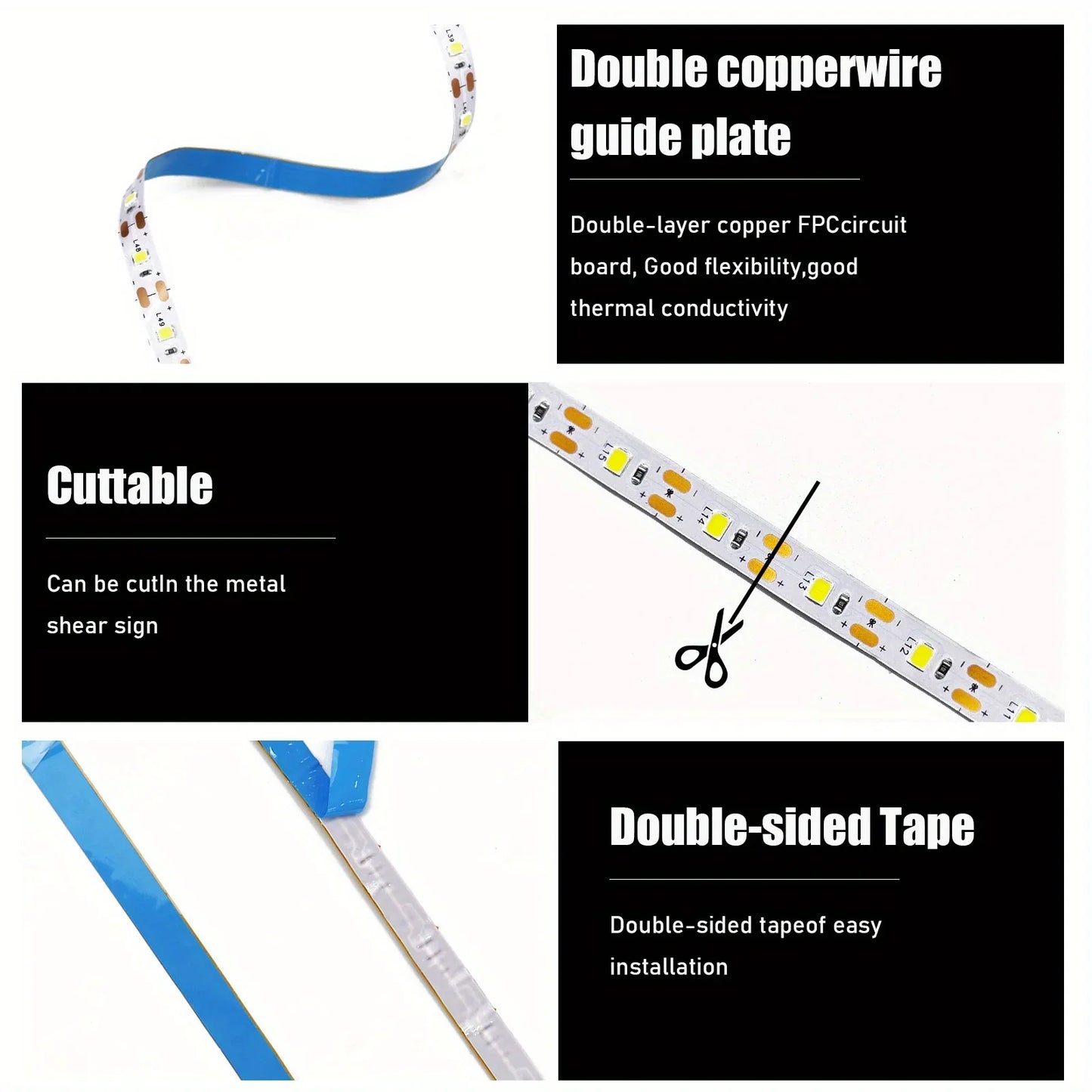 LED Strip Lights 5V White/Warm White Flexible LED Light,can be pasted,cuttable Home Decor Lamp for TV Backlight Cabinet Lighting