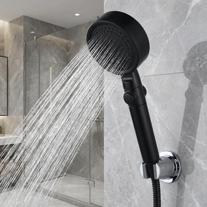 Adjustable High Pressure Shower Head with 5 Modes Water Saving One-Key Stop Spray Nozzle - Bathroom Shower Accessories with Hose