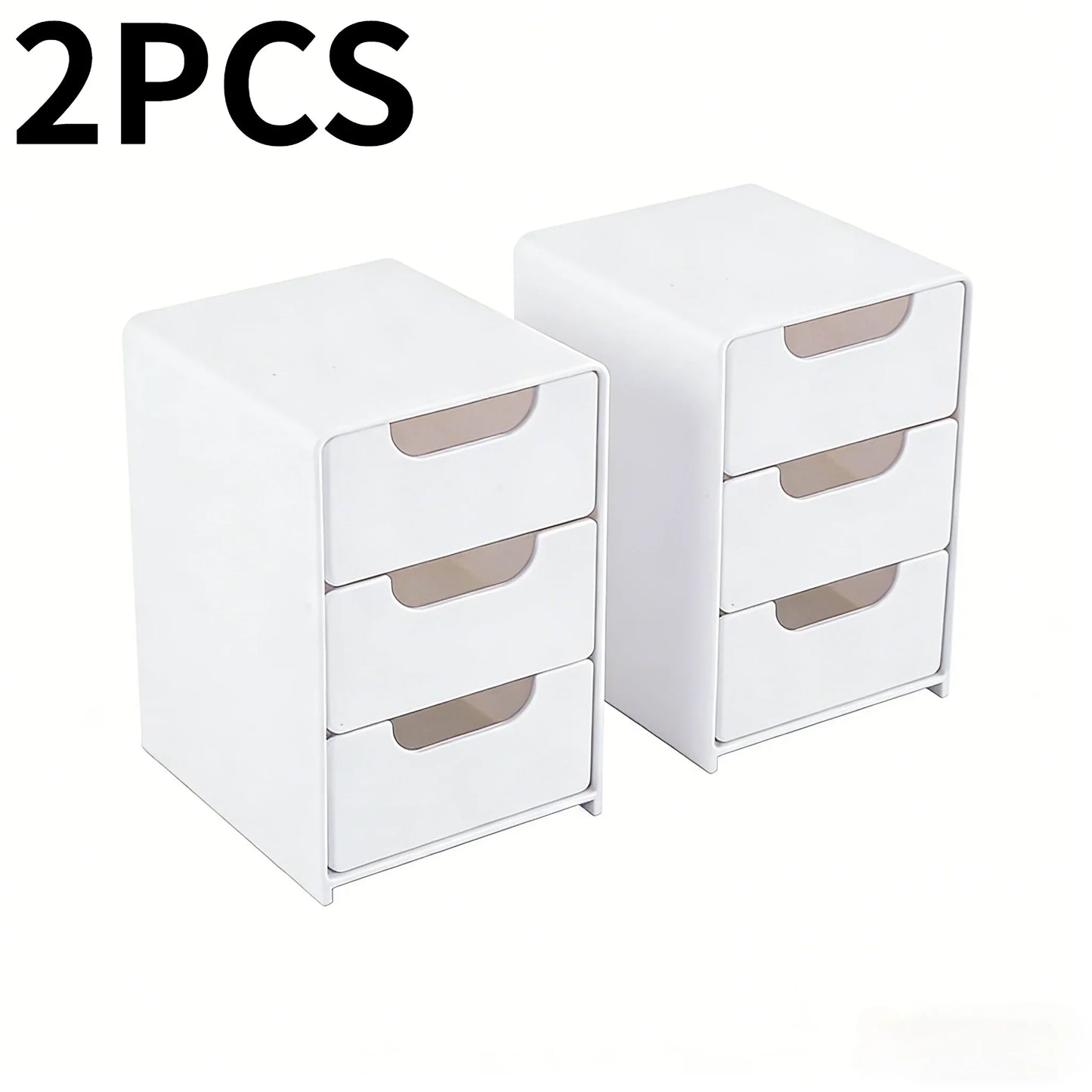 Multi-functional Drawer-style Storage Box 3-Tier Desktop Cosmetic Jewelry Organizer Office Snack Storage Box Portable Cabinet