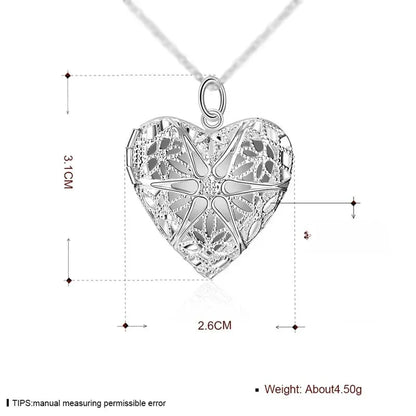 925 Sterling Silver Photo Frame Pendant Necklace 18/20/22/24 Inch Snake Chain For Woman Charm Wedding Fashion Jewelry