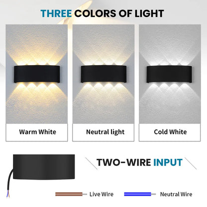 LED Wall Lamp Outdoor Waterproof IP66 Interior Wall Light 2W 4W 6W 8W 10W minimalist creative bedroom bedside lamp