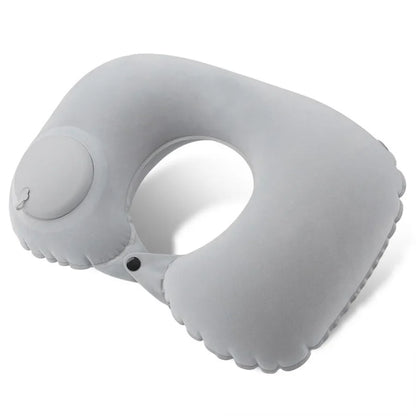 1pc U-Shaped Auto-Inflate Neck Pillow Home Office Car Use Travel Pillow Portable Comfortable Flocking Surface Pillow Gift