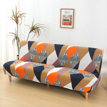 Printed Sofa Bed Cover Stretch Armless Sofa Cover Spandex Dust-Proof Furniture Protector For Bedroom, Hotel, and Home Decor