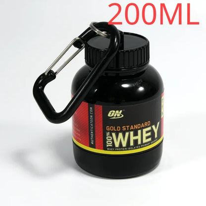 100/200ML Portable Mini Protein Powder Bottle with Keychain Health Funnel Medicine Box Container Small Cup Outdoor Sport Storage