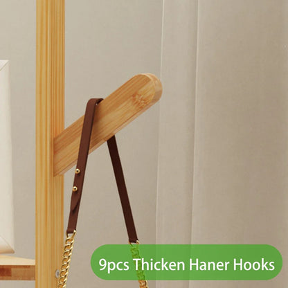Bamboo Corner Tree Coat Rack Stand  Clothes Hanger with Hooks and Shelves
