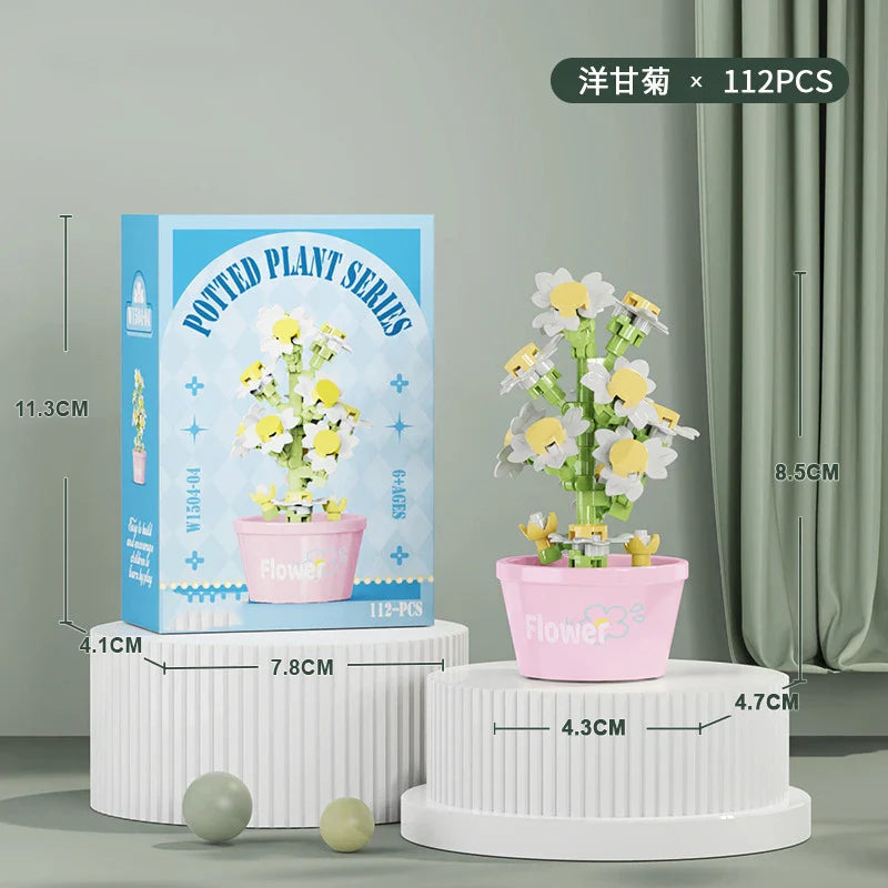 Flower Bouquet Mini Particle Building Blocks Flower Kit 3D DIY Creative Plants Micro Bricks for Home Decor Girl Gift Adults Kids