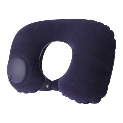1pc U-Shaped Auto-Inflate Neck Pillow Home Office Car Use Travel Pillow Portable Comfortable Flocking Surface Pillow Gift