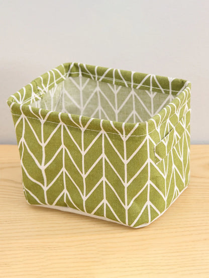 1PC Cotton and Hemp Storage Basket with Handheld Printed Tabletop, Miscellaneous Sorting Cabinet, Small Clothing, Fabric Storage