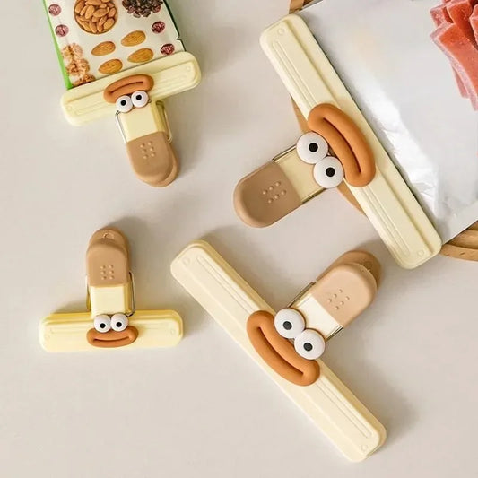 3pcs Creative Face Bag Sealing Clip Food Snack Clip Kitchen Tools Decorative Small Clip Refrigerator Plastic Food Bag Storage
