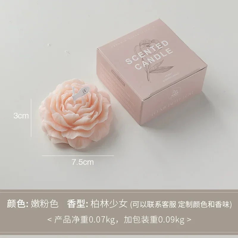 Creative Peony Candle Floral Fragrance Mothers Day Gift Idea Handmade Soy Wax Aromatherapy for Home Decor Favor Present