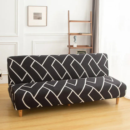 Printed Sofa Bed Cover Stretch Armless Sofa Cover Spandex Dust-Proof Furniture Protector For Bedroom, Hotel, and Home Decor