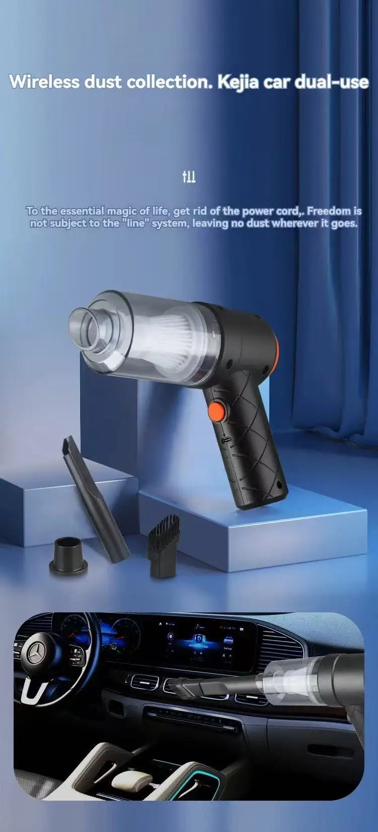 Car Cordless Vacuum Cleaner Portable Large Suction Household Cleaning Equipment Handheld Dust Collector Small Mini Dust Blower