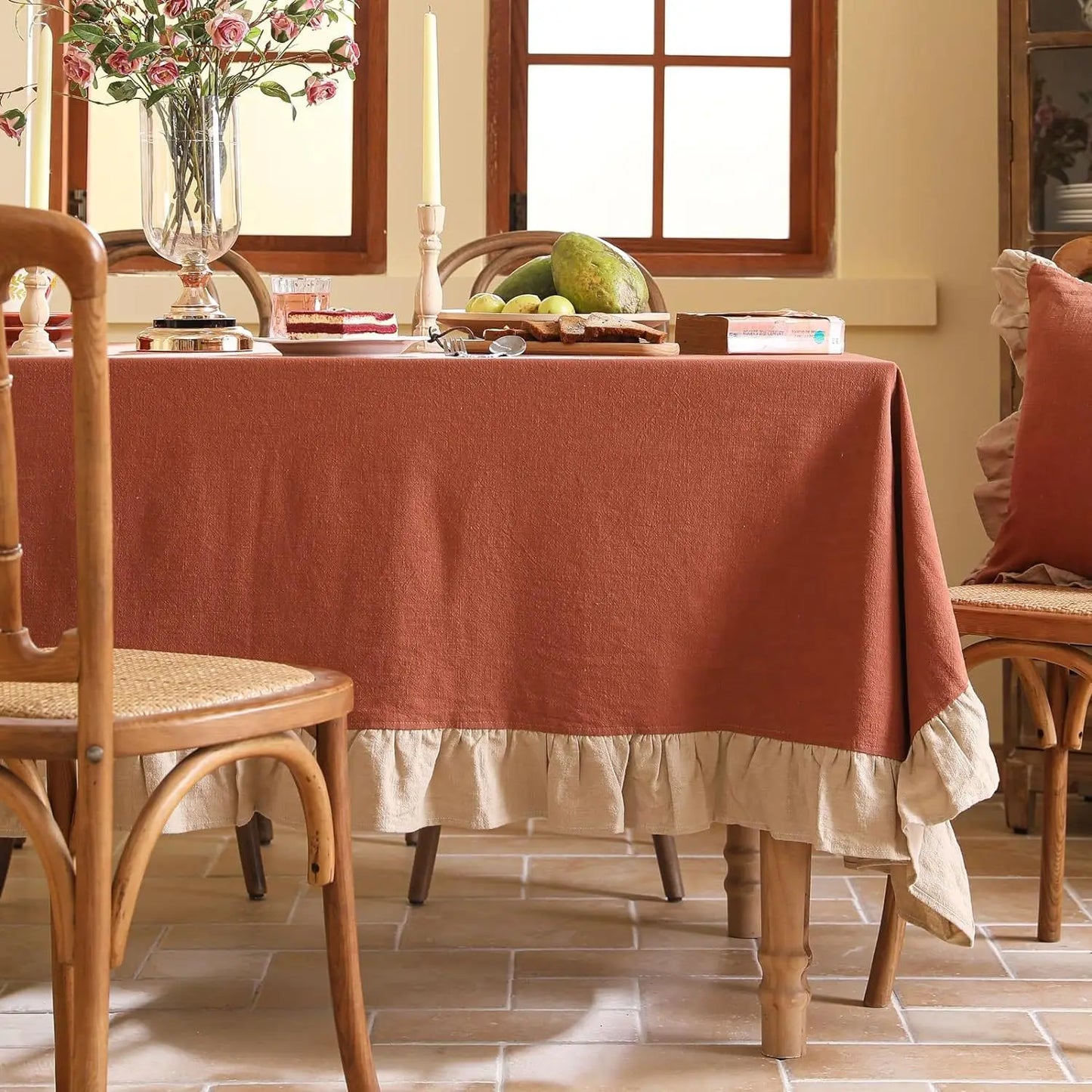 Cotton Fabric Table Cloth Washable White Tablecloth for Wedding Party Dining Banquet Decoration Luxurious Table Cover Picnic Mat