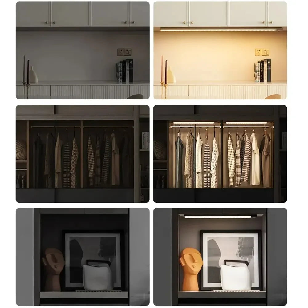 10/20/30/40/50CM Under Cabinet Led Light Sensor Movement Rechargeable Wireless Led Lamp Night Light Cupboard Bedroom Wardrobe