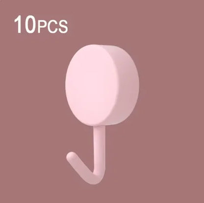10PCS Self Adhesive Wall Hook Strong Without Drilling Coat Bag Bathroom Door Kitchen Towel Hanger Hooks Home Storage Accessories