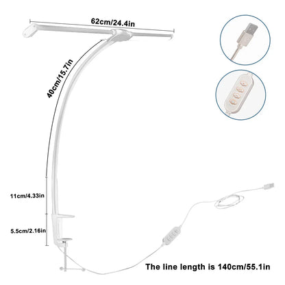 LED Eye-Caring Computer Monito Desk Lamp 10 Level Dimming 3 Color Mode Flexible LED Architect Table Light Reading Lamp for Home
