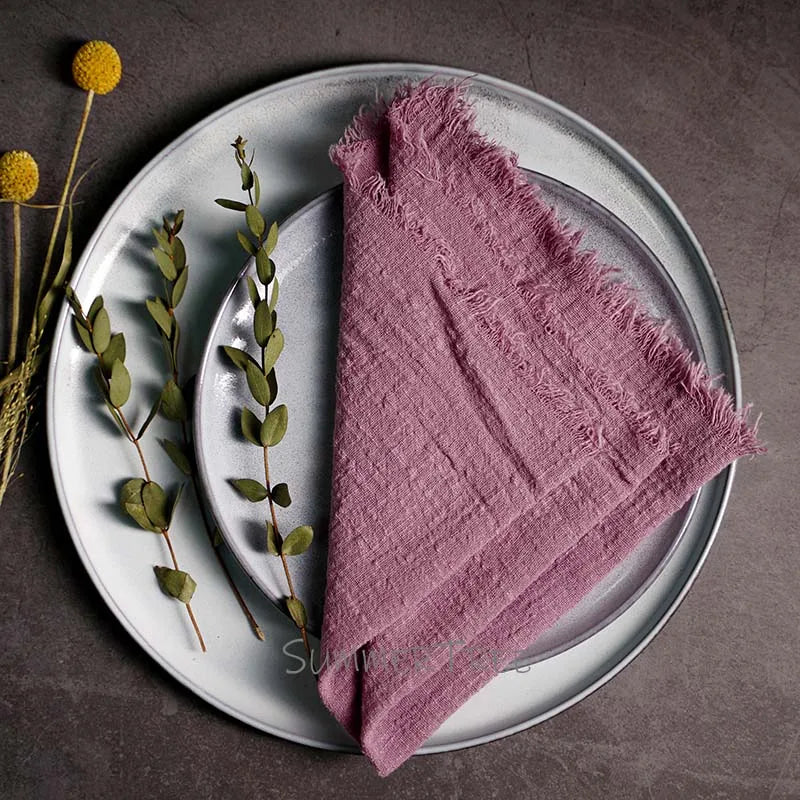 10pcs Large Napkins 41x41cm Rustic Cotton Gauze  Napkin Muslin Tea Towel Dinner Retro Cheesecloth Wedding Party Linen Decor