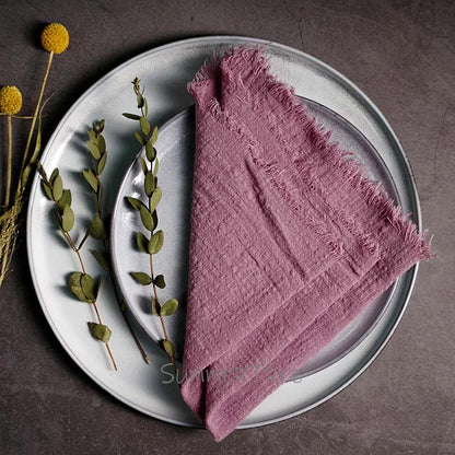 10pcs Large Napkins 41x41cm Rustic Cotton Gauze  Napkin Muslin Tea Towel Dinner Retro Cheesecloth Wedding Party Linen Decor