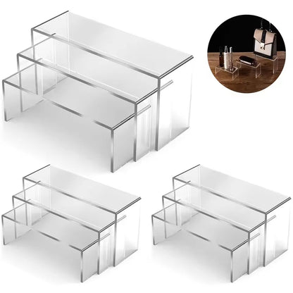 3/6/9/12Pc Clear Acrylic Display Stand Cosmetic Bag Jewelry Showcase Cup Holder for Home Shop statue Model Pottery Display Riser