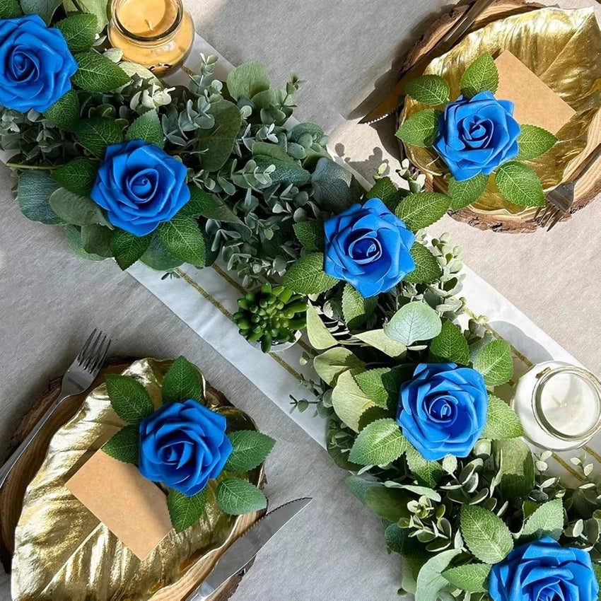PE Foam Rose Artificial Flower Wedding Bride Bouquet Accessory Garland Home vase table Outdoor Garden festival Party DIY Decor
