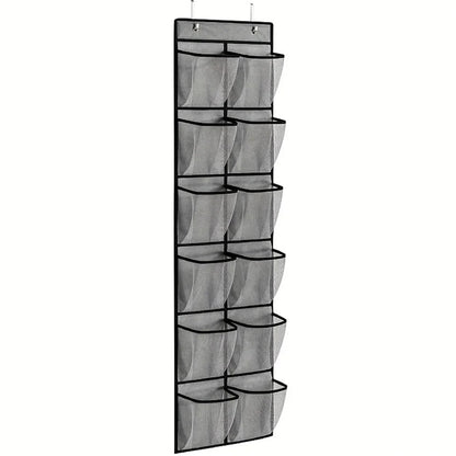 12 Pockets Over the Door Shoe Organizer Large Mesh Pockets With 2 Hooks Transparent Fabric Shoe Rack Storage Bag For Bedroom