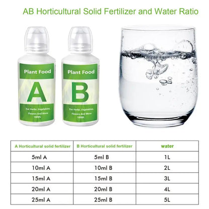 Hydroponic Nutrient Liquid A and B Fertilizer Solution Kit Hydroponic Nutrients for Growing Plant Flowers Food Vegetable Fruit